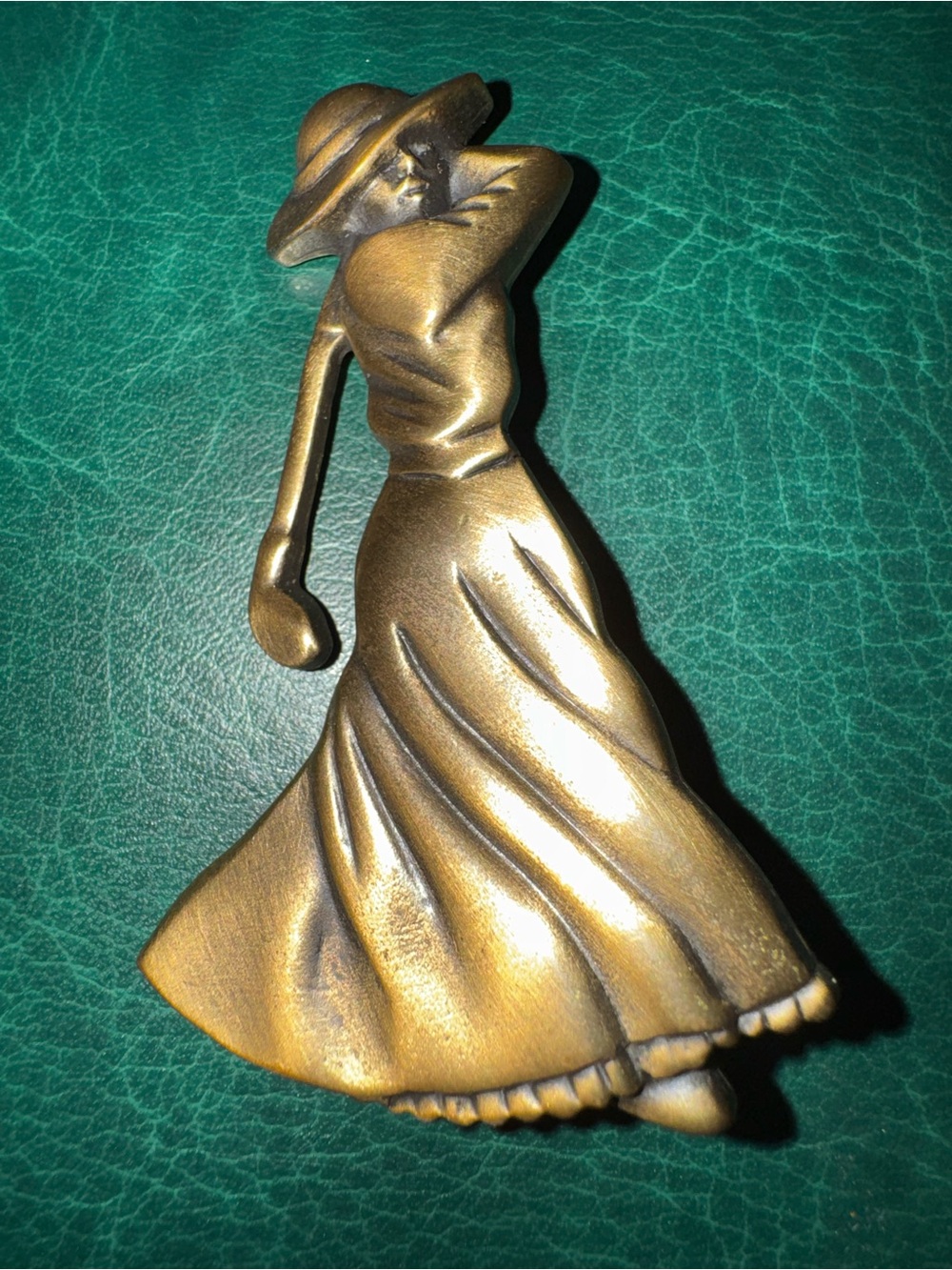 Vintage 3-inch Fort Lady Golfer brooch collectible 1980s costume piece